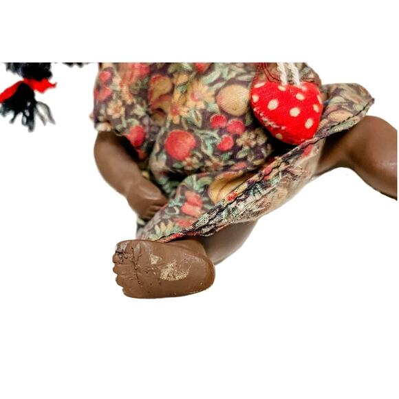 Vintage African American Porcelain Jointed Doll w/ Braids - Picture 5 of 8